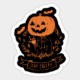 Stay Creepy Grunge Goth Black and Orange Sticker